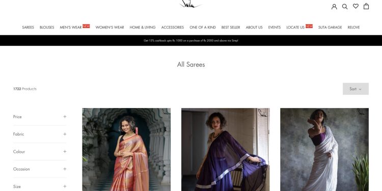 Suta | Buy The Latest Collection Of Designer Sarees Online In India