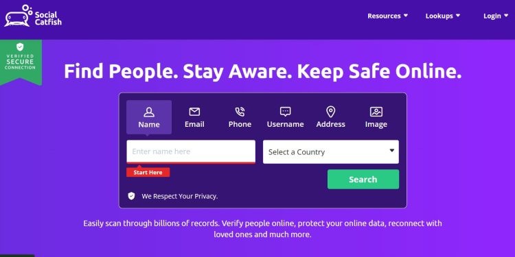 Social Catfish: A reverse lookup search engine to find people and verify identities.