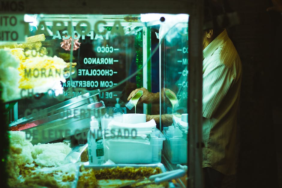 brazilian street food vendor preparing tapioca