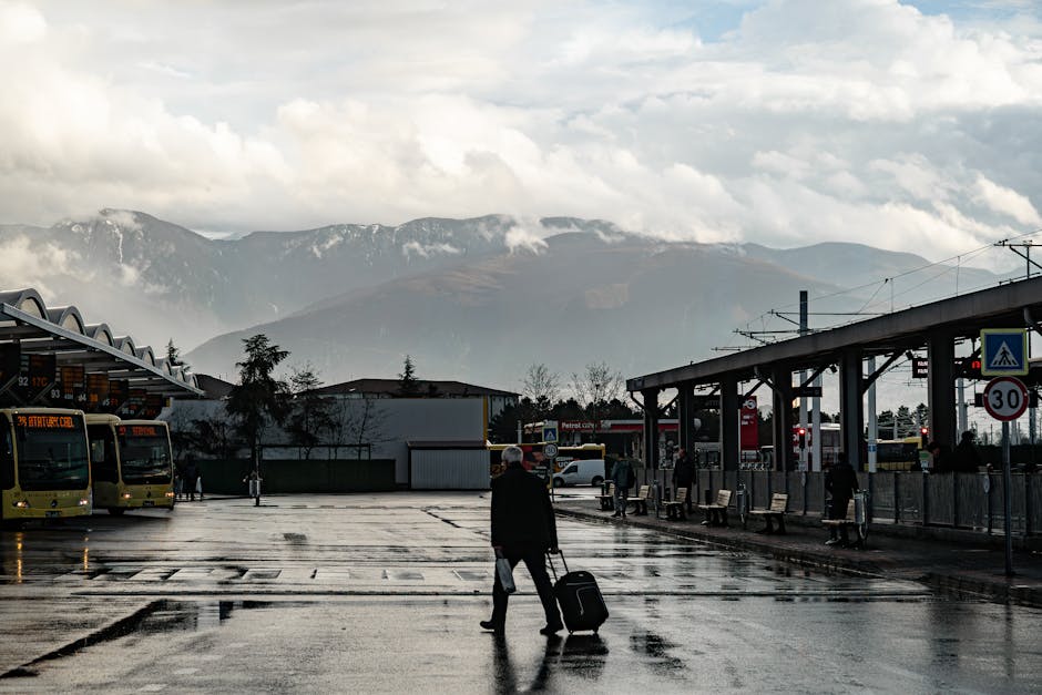 bus station people waiting luggage