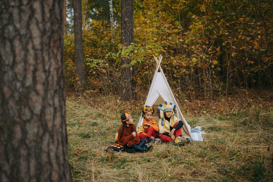 children playing in campsite outdoor