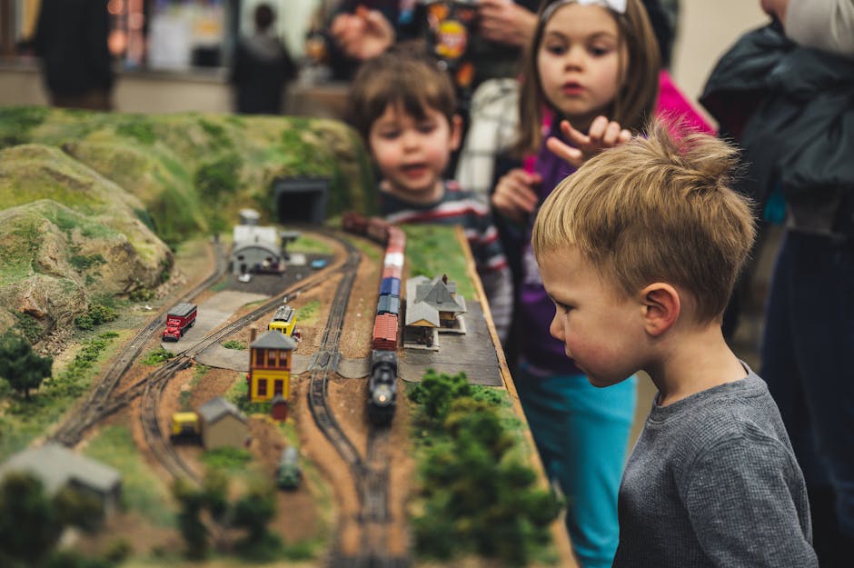children playing on train