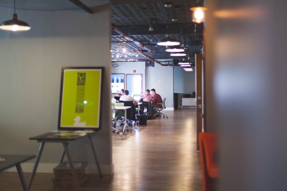 collaborating in office space