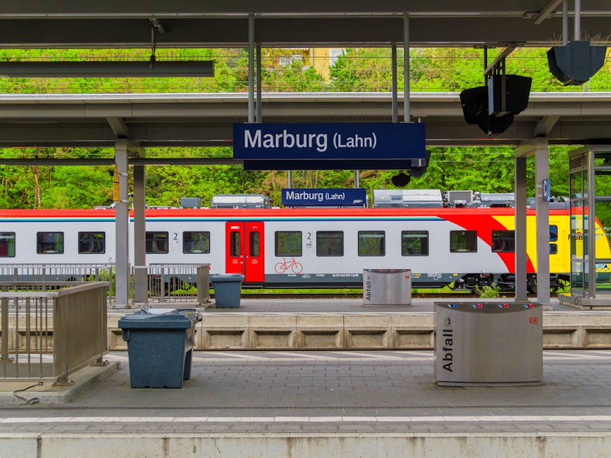 colorful German train station platform