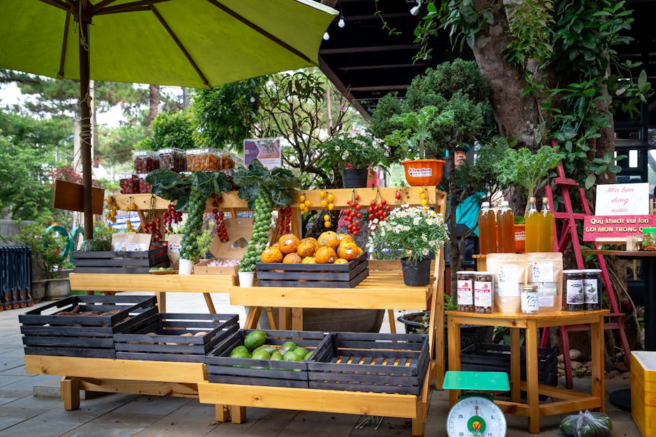 colorful market stall with fresh produce