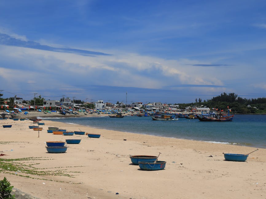 colorful small fishing village beach