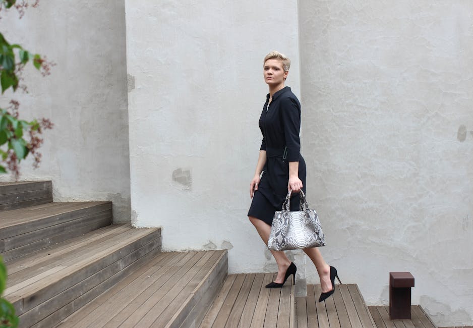 elegant woman neutral outfit accessories