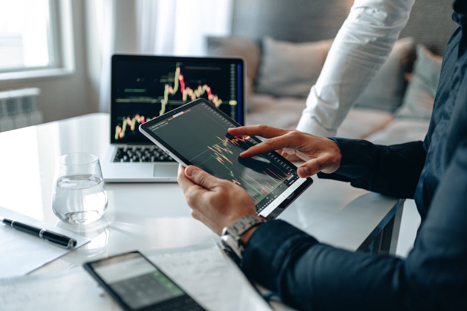 entrepreneur analyzing data with AI dashboard on tablet