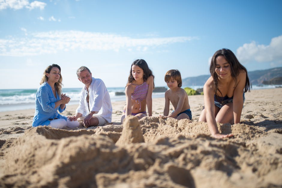family beach sandcastle germany