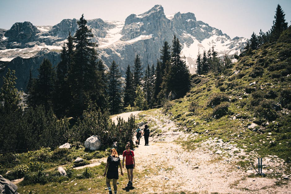 family hiking in German mountains