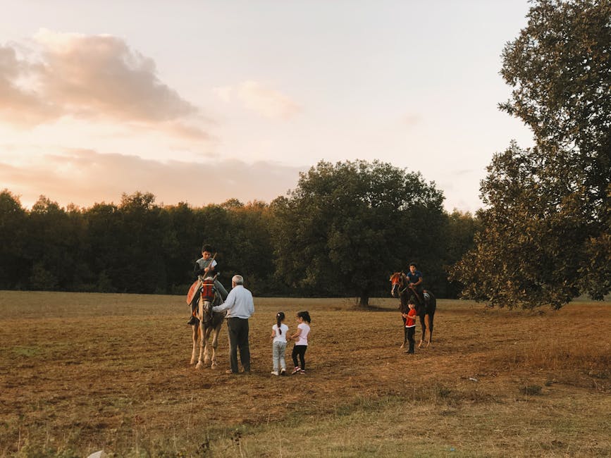 family horseback riding