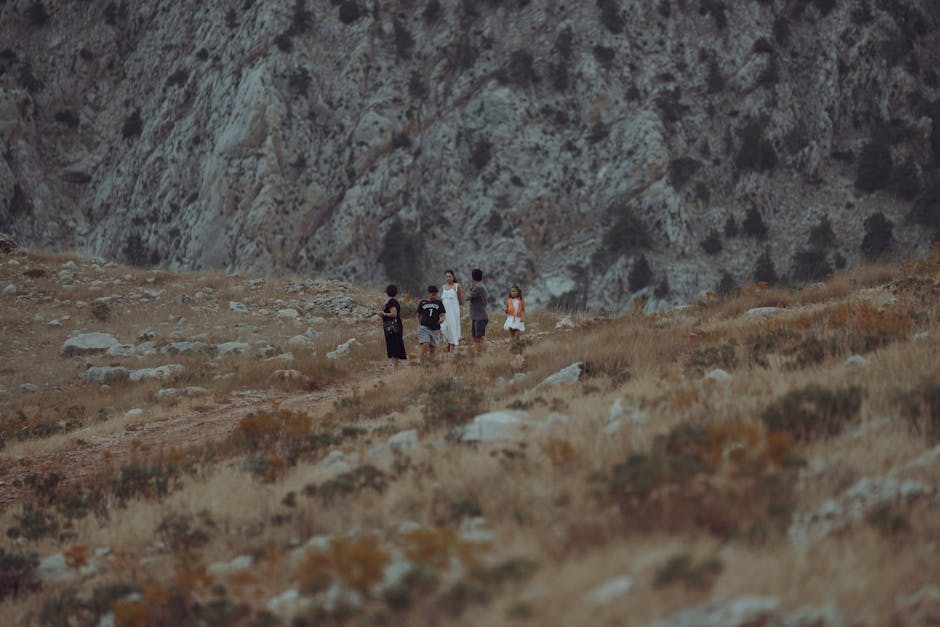 friends hiking in mountains