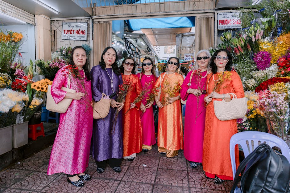 group of friends  at a vibrant French market