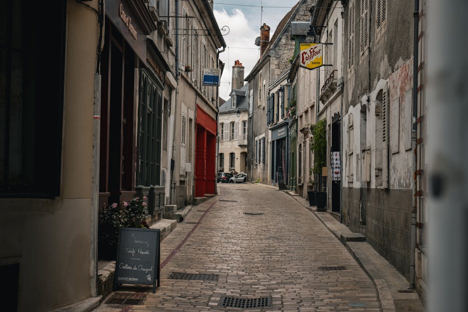 historic French town narrow street