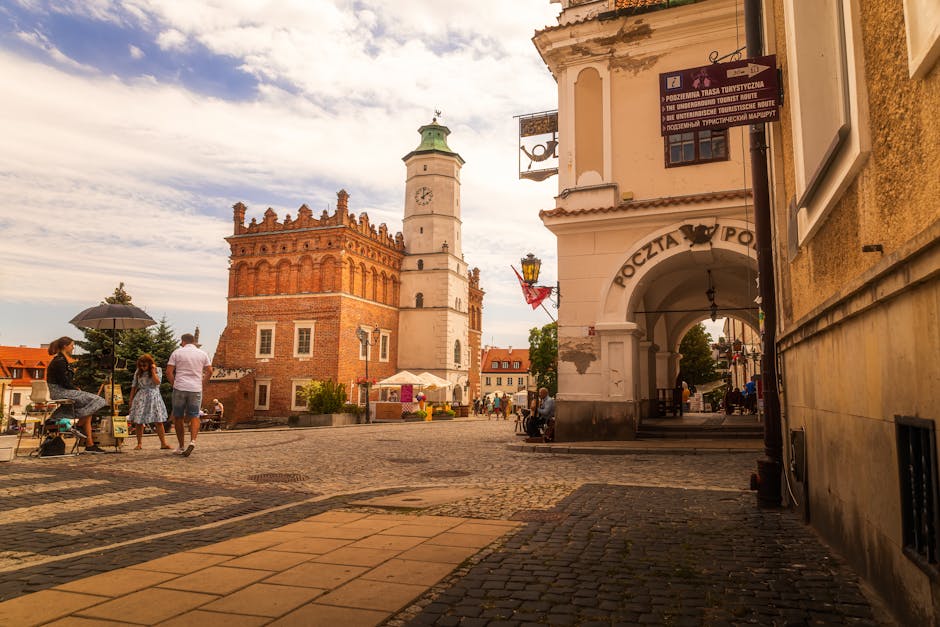 historic old town poland sandomierz empty street