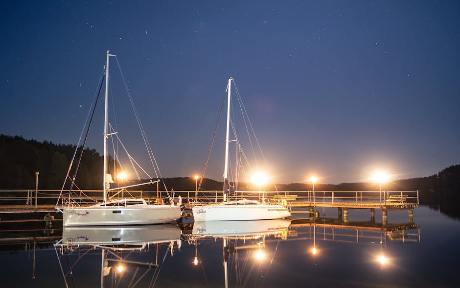 Lakeside pier Mazury Poland sunrise