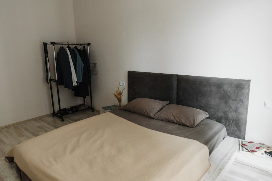 minimalist bedroom clothes rack