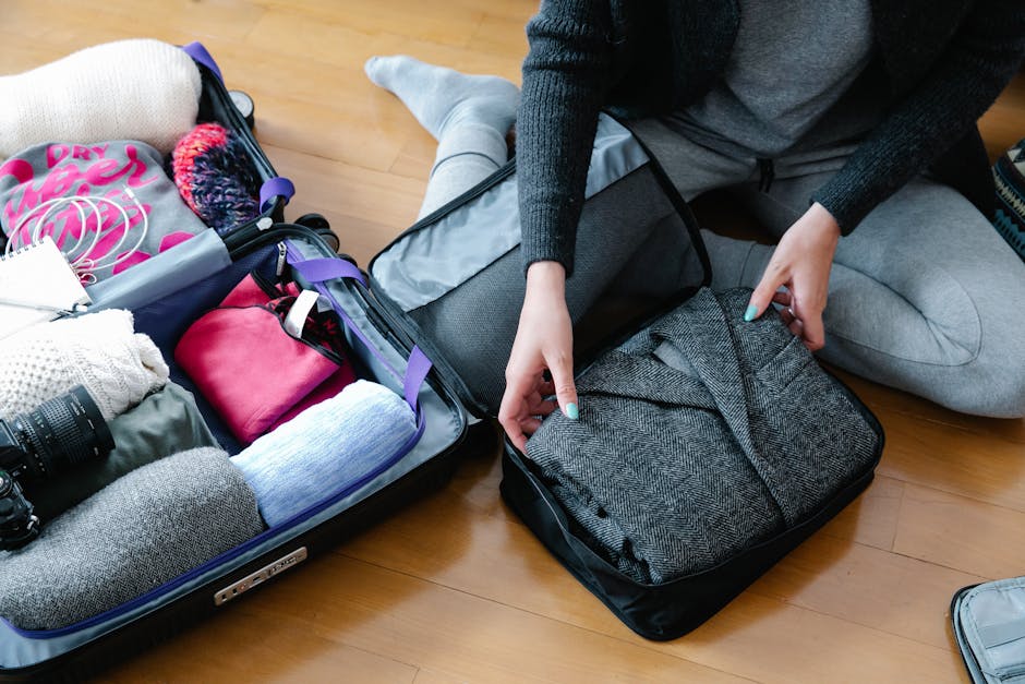 organized travel luggage with packing cubes
