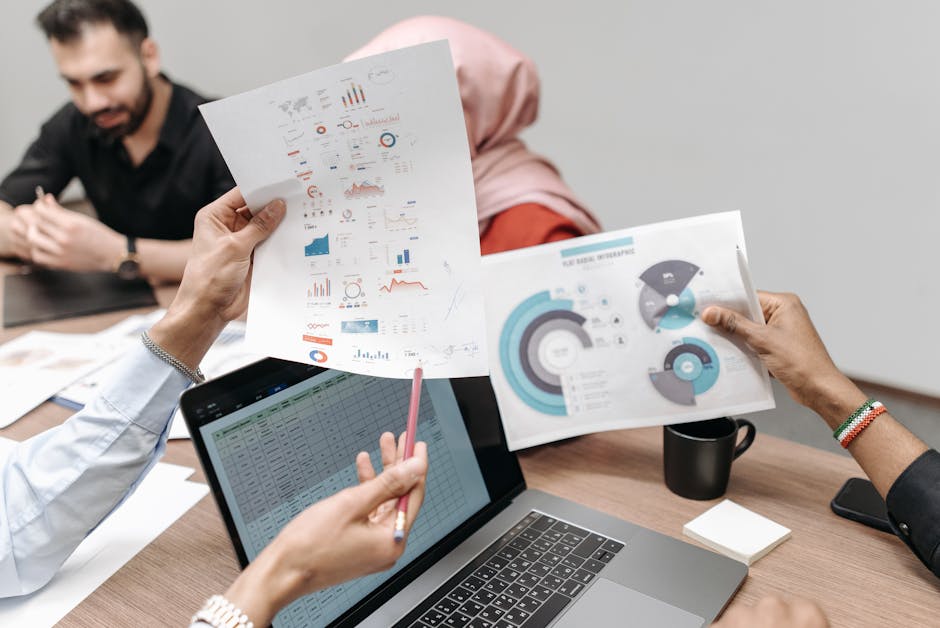 Person organizing digital documents, data visualization