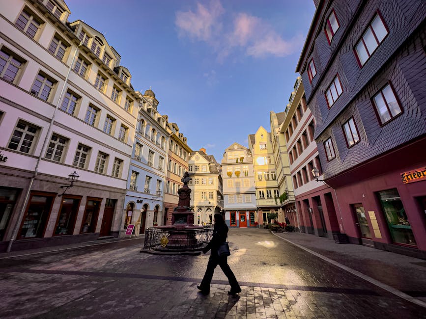 Stylish woman walking in a German city street
