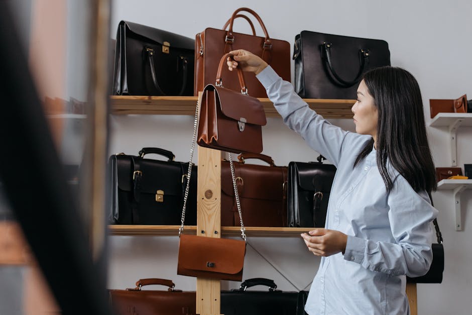 stylish woman with quality leather bag