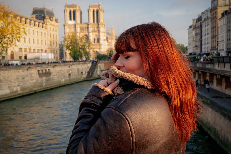 woman autumn leaves paris