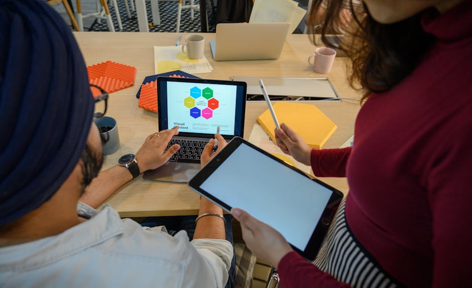 woman brainstorming with digital tools