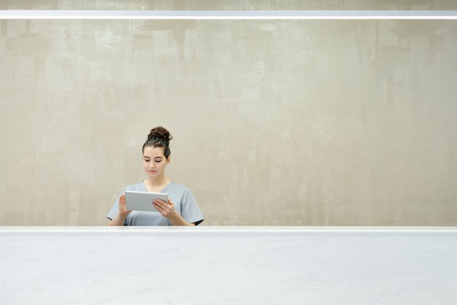 Woman using a tablet for organization
