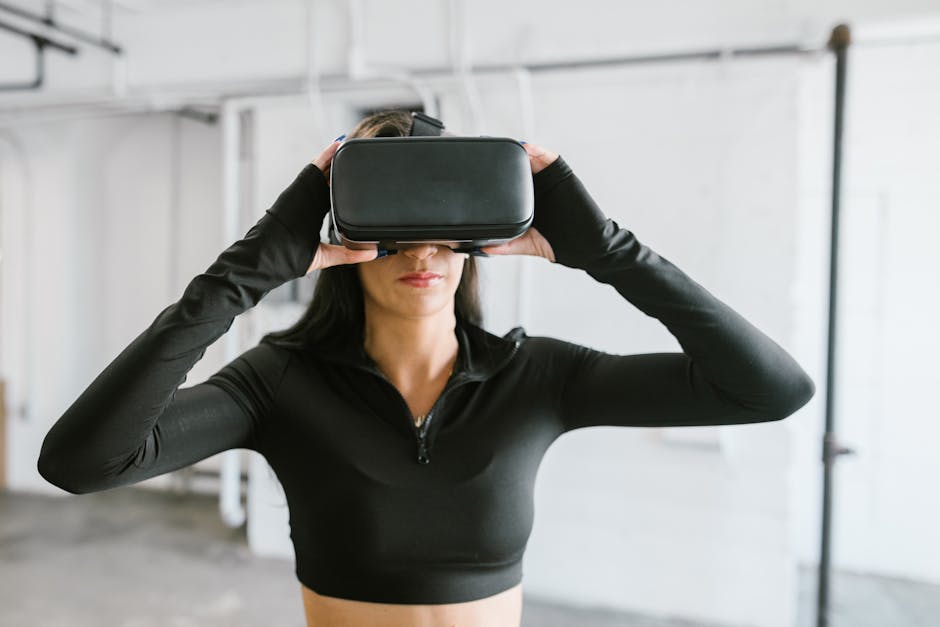 woman using virtual reality headset