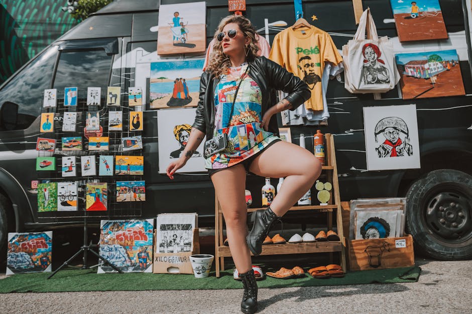 young woman  clothes street market brazil