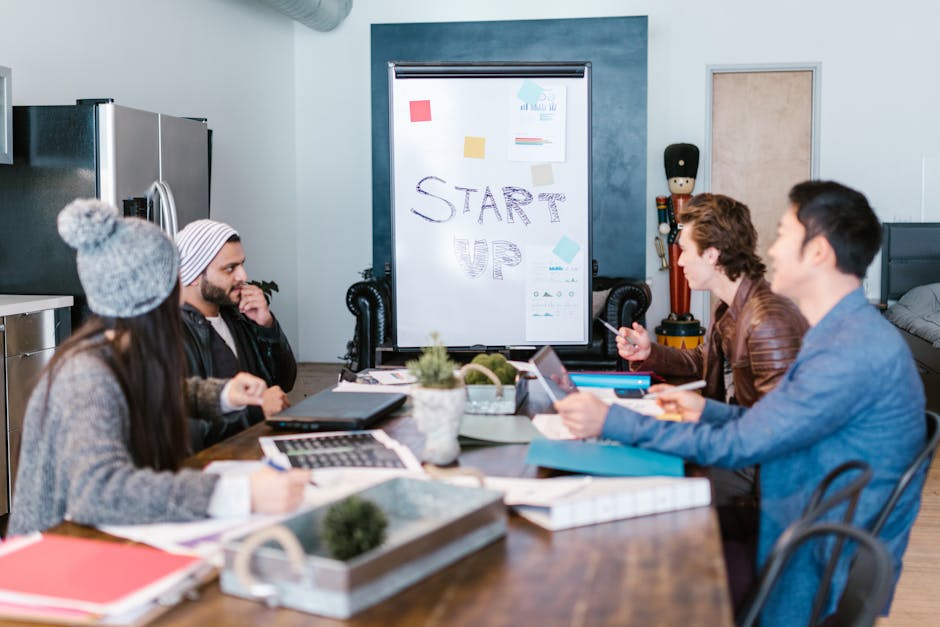 AI startup team brainstorming