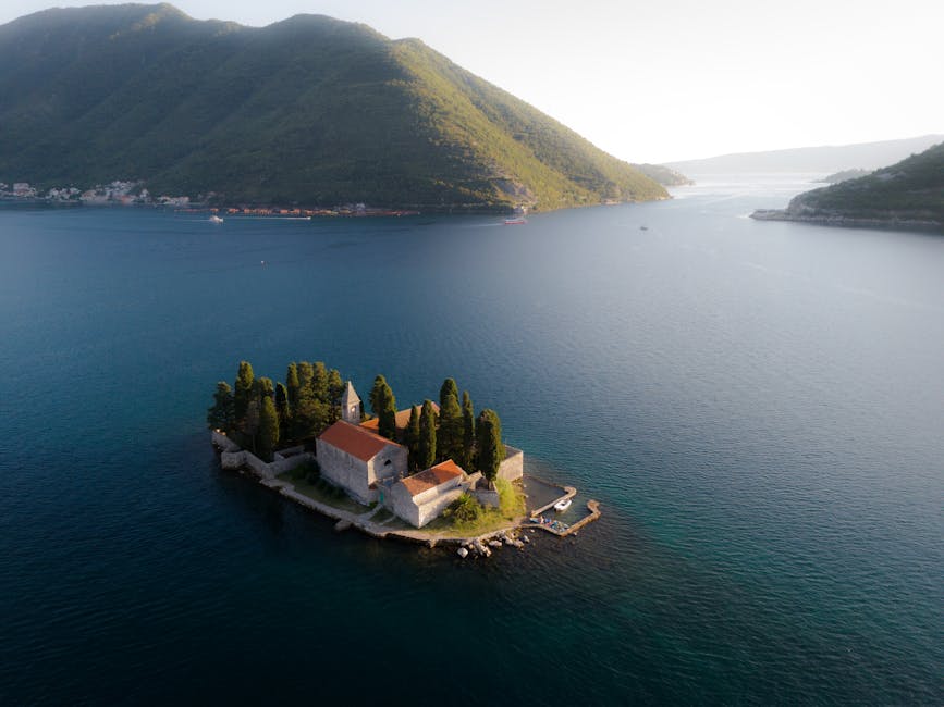 Bakota bay monastery aerial