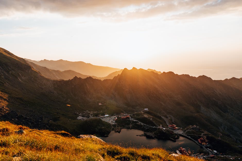Carpathian mountains sunset lake