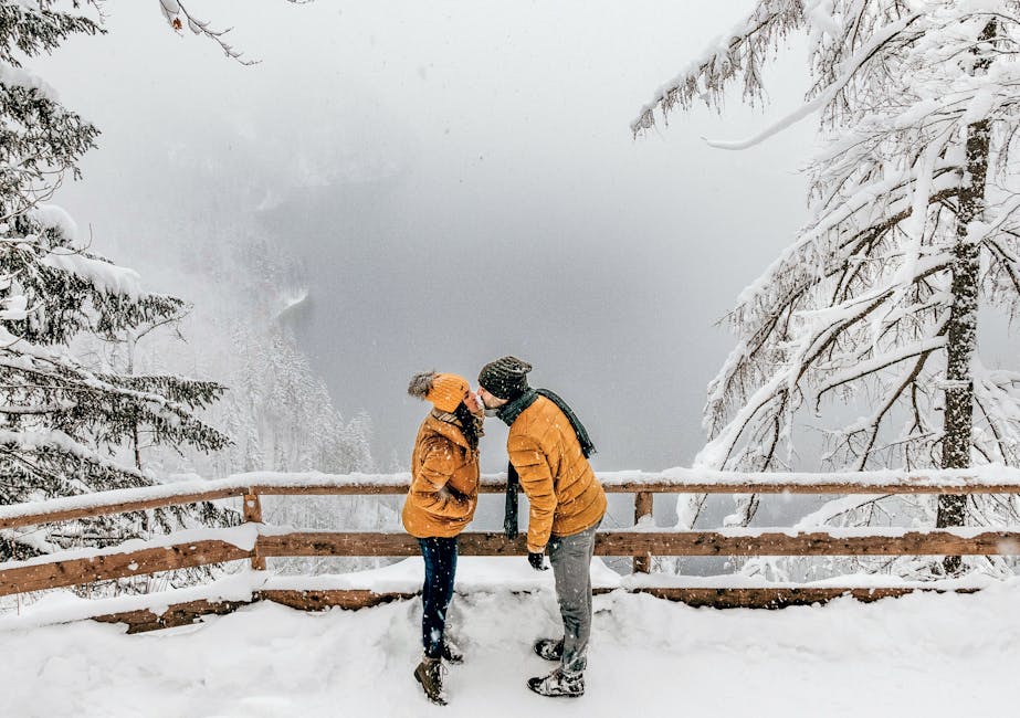 couple enjoying winter travel in Ukraine