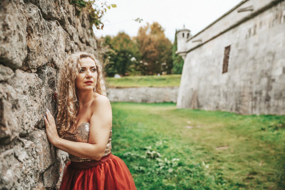 couple exploring ancient Ukrainian castle