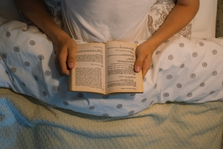 cozy bedroom evening light reading book