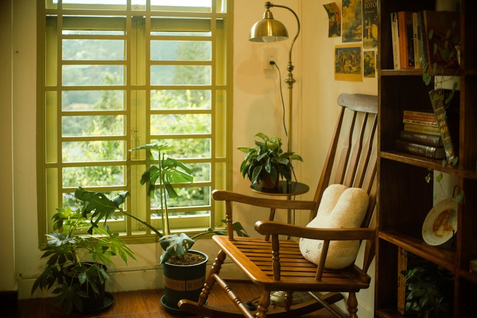 cozy reading nook with plants