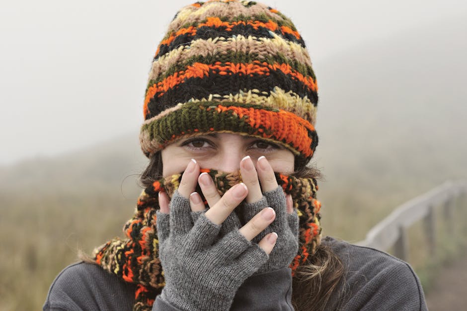 cozy warm knit scarf hat gloves