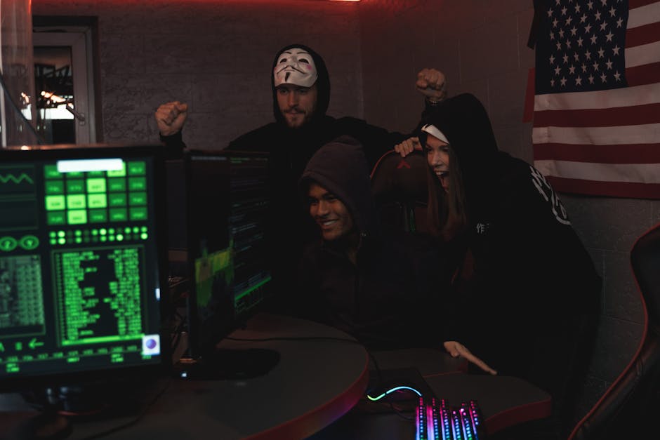 Cyber security team working in modern office