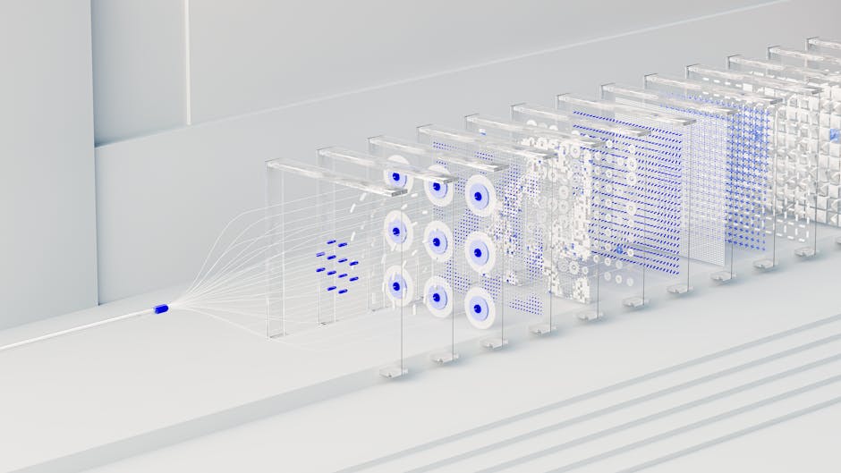 Digital hospital scene with data flowing