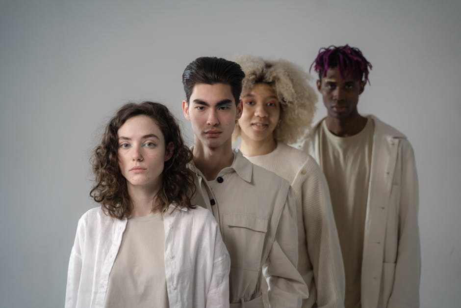 diverse group stylish young adults
