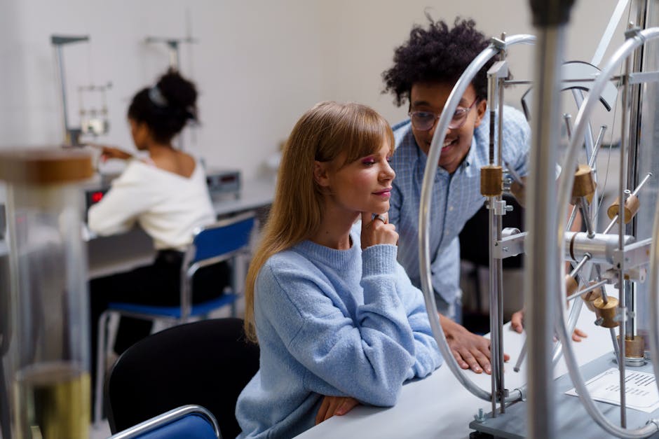 diverse students in modern university lab