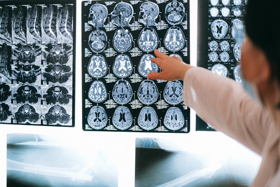 Doctor analyzing medical scans AI