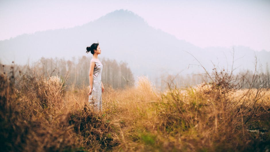 ethereal fashion mountain landscape