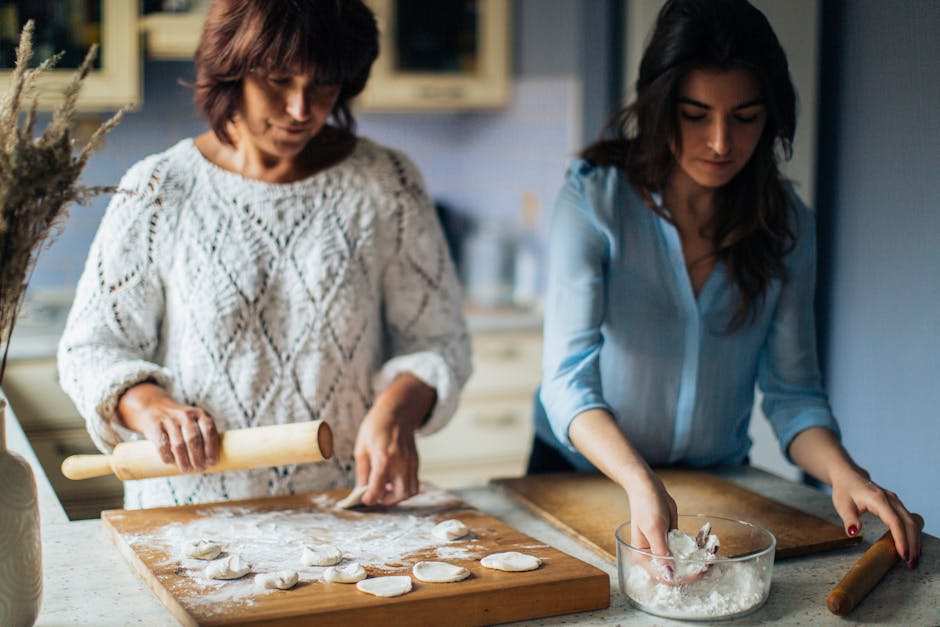 family cooking traditional ukrainian food together
