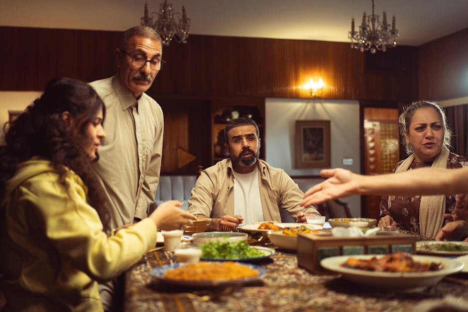 Family gathering traditional meal