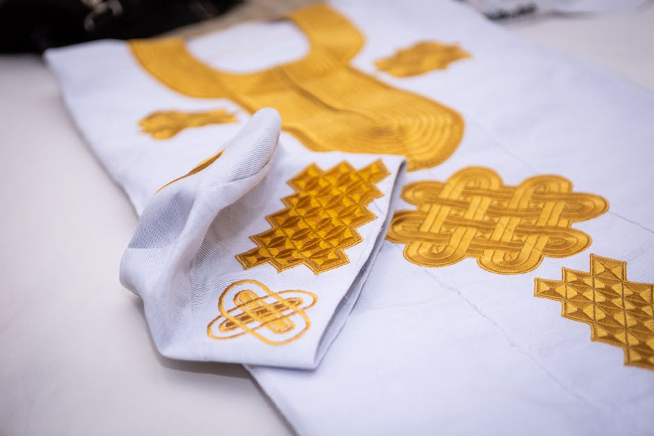 Fashion designer studio with traditional embroidery