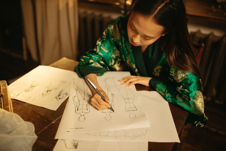 Fashion designer working with traditional patterns