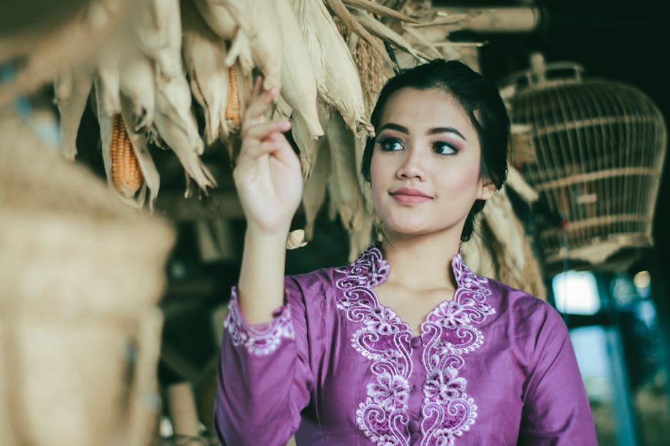 Fashionable woman with traditional elements