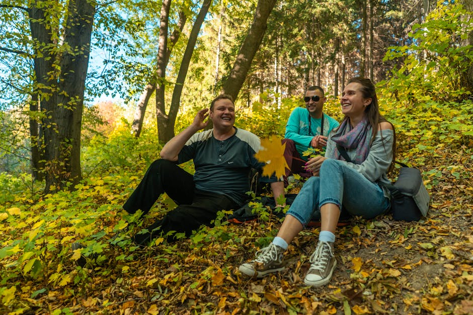 Friends laughing walking park Ukraine